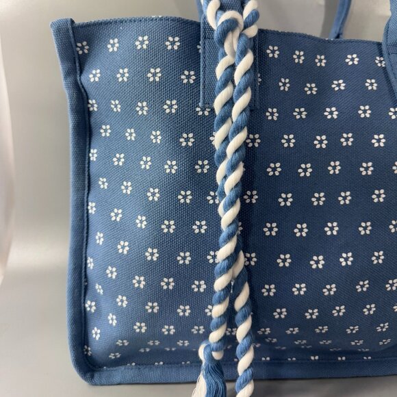J. CREW STRUCTURED TOTE BAG ONE SIZE - CHAMBRAY BLUE WHITE - Picture 3 of 15
